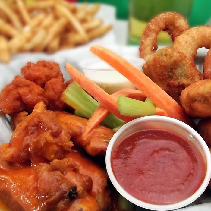 Appetizers: Chicken Wings, Onion Rings, French Fries